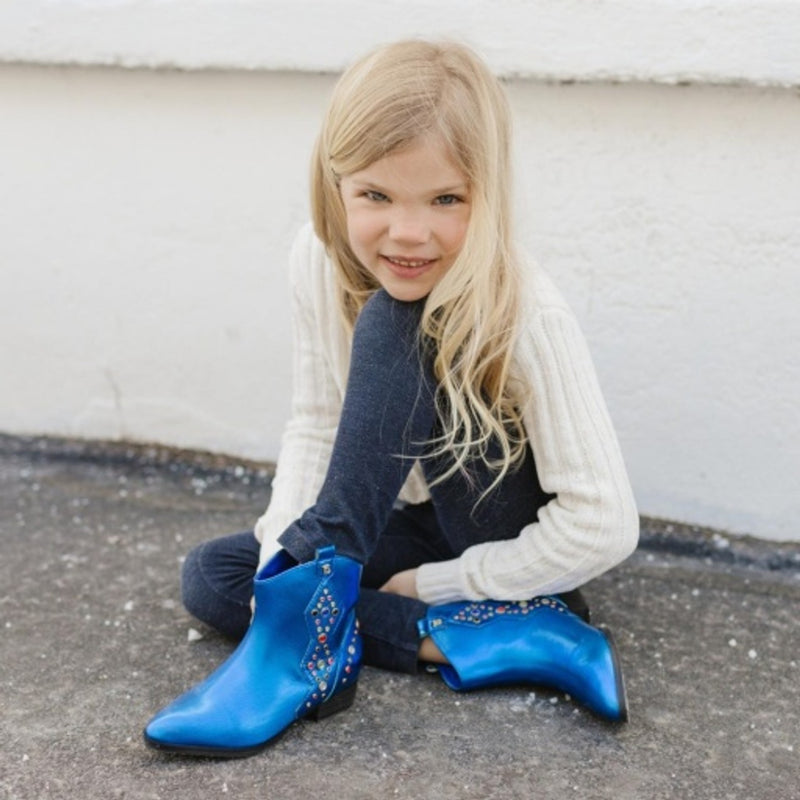 Yosi Samra - Kids Miss Dallas Gem Western Boot in Blue Kids