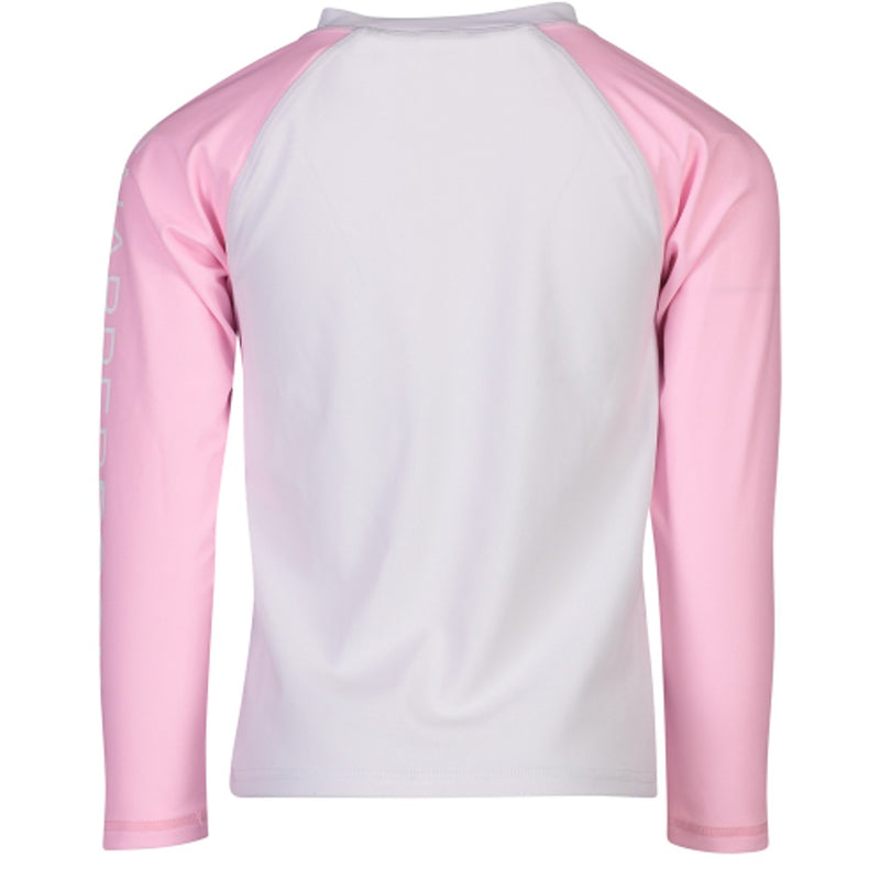 Snapper Rock - Girls White Pink Arm Sr Long Sleeve Rash Top
