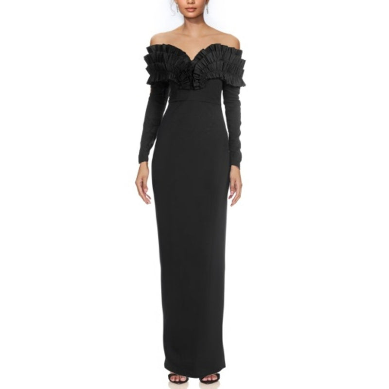 Badgley Mischka - Womens Pltd Off Shld Gown