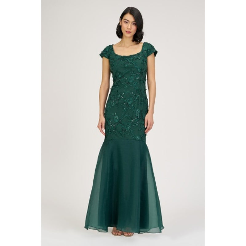 JS Collections - Womens Catherine Mixed Media Gown