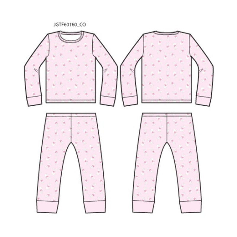 Janie and Jack - K Long Sleeve Bowtie Pink Bunny Sleep E1