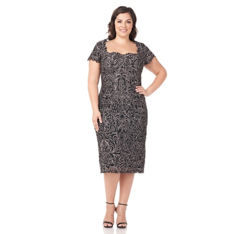JS Collections - Womens Soutache Sweetheart Neck Dress