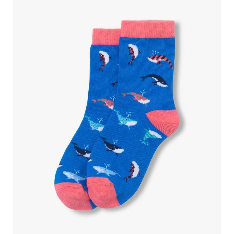 Little Blue House - Happy Whales Kids Crew Socks