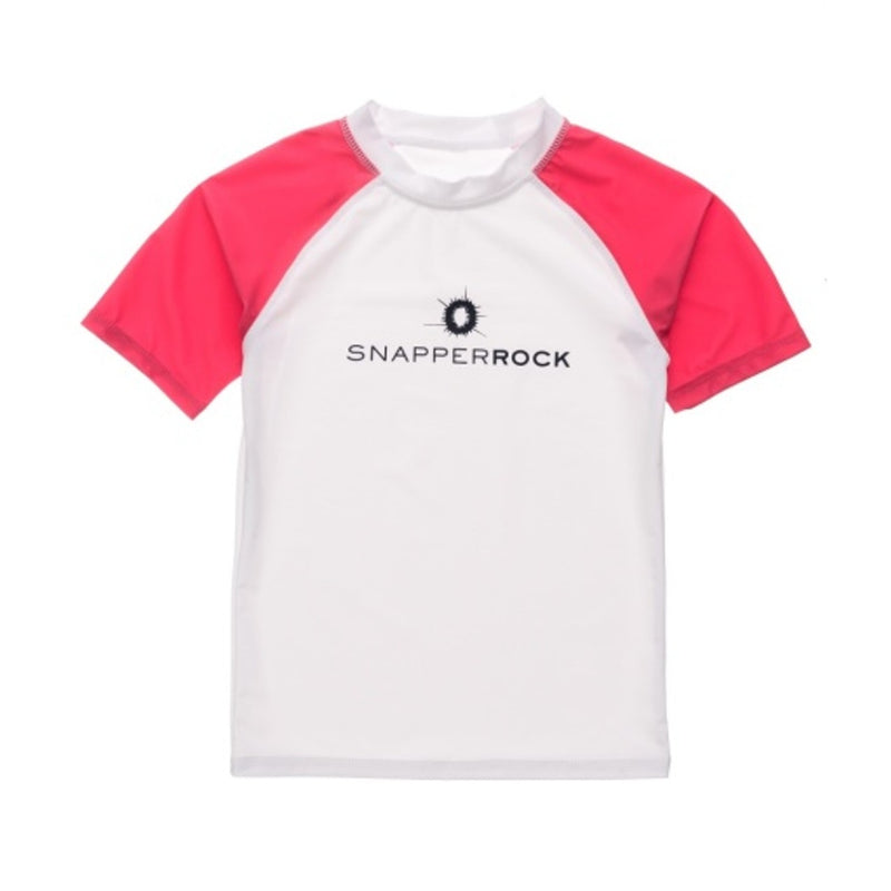 Snapper Rock - Boys White Red Sleeve Short Sleeve Rash Top