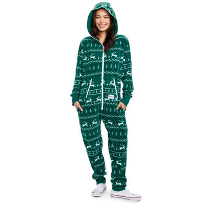Tipsy Elves - Womens Green Fair Isle Jumpsuit