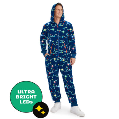 Tipsy Elves - Mens String of Lights Light Up Knit Jumpsuit