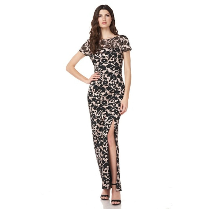 JS Collections - Womens Floral Illusion Cocktail Dress