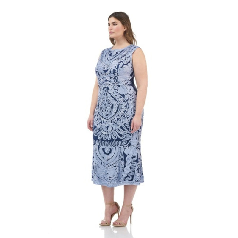 JS Collections - Womens Soutache Flounce Bottom Midi