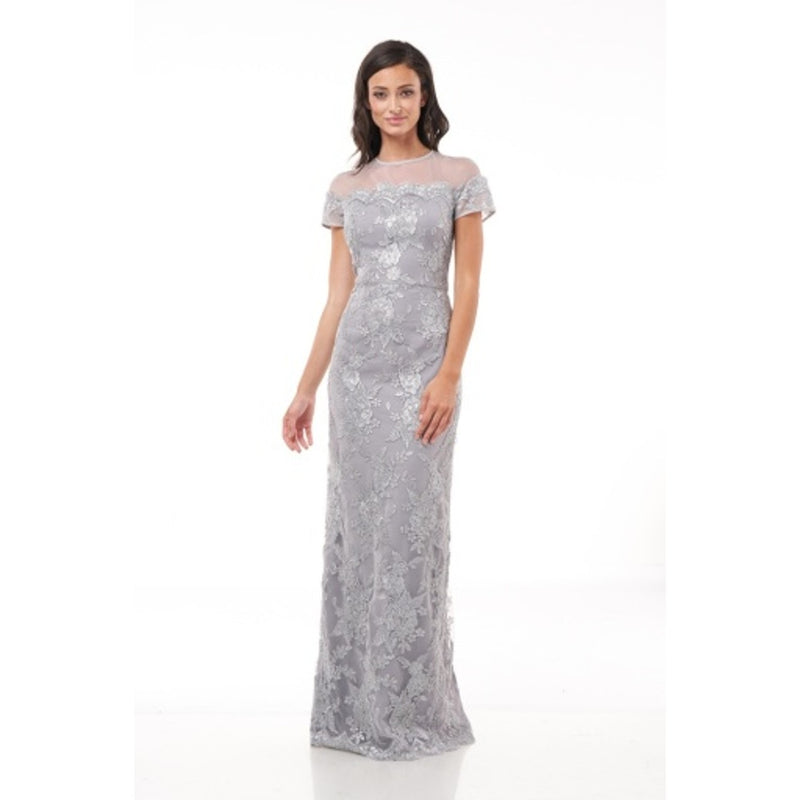JS Collections - Womens Illusion Shoulder Gown