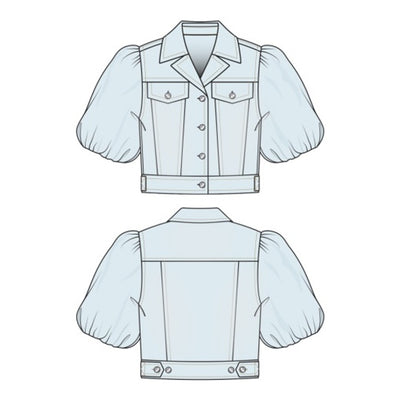Liverpool Los Angeles - Womens Puff Sleeve Cropped Trucker Jacket