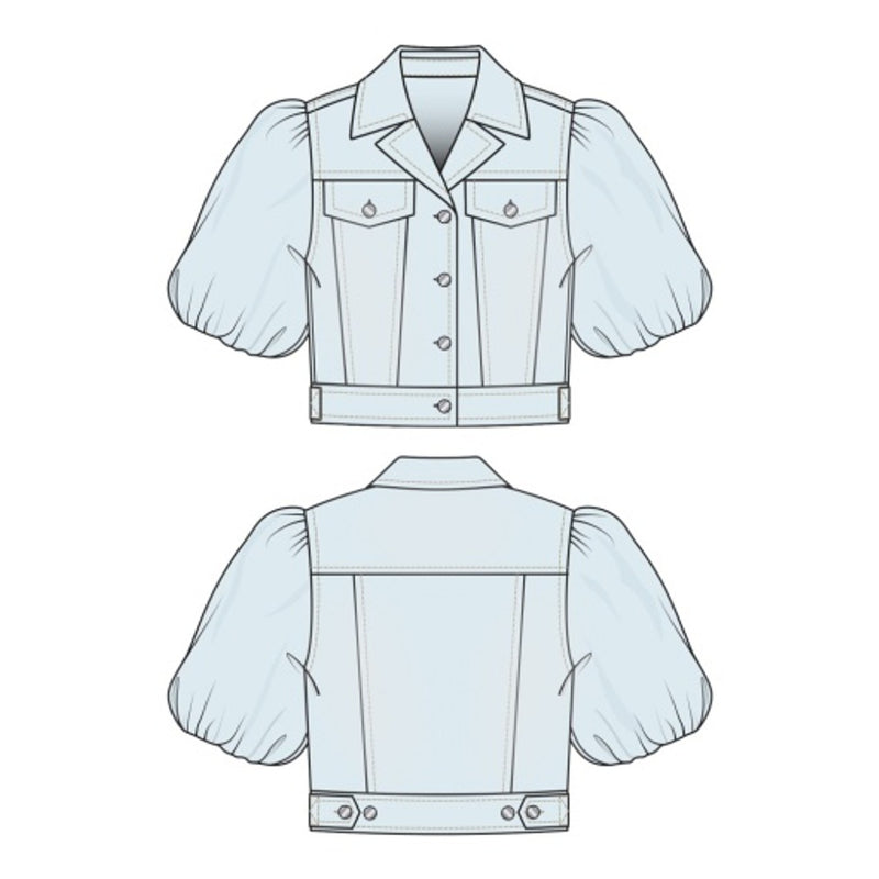 Liverpool Los Angeles - Womens Puff Sleeve Cropped Trucker Jacket