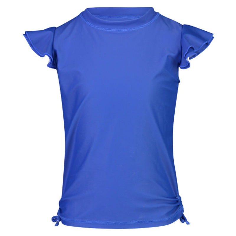 Snapper Rock - Girls Blue Flutter Sleeve Rash Top