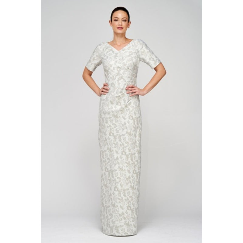 JS Collections - Womens Valerie Stretch Jacquard Gown