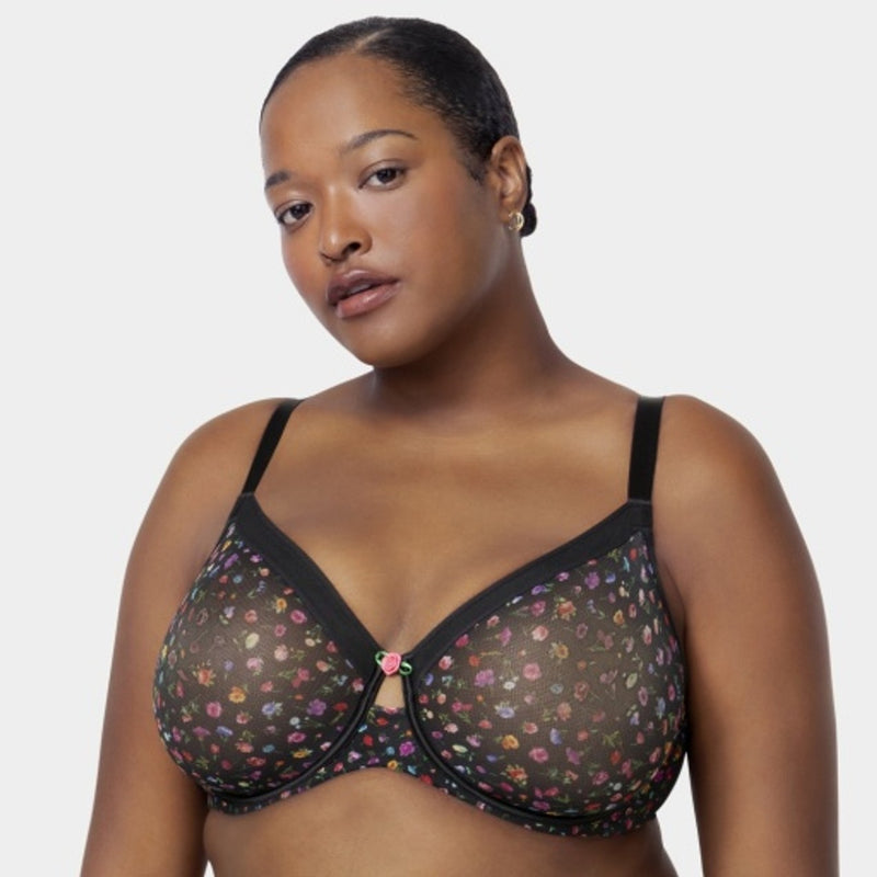 Ariela - Womens Sheer Mesh Unlined Bra - Meadow Dream