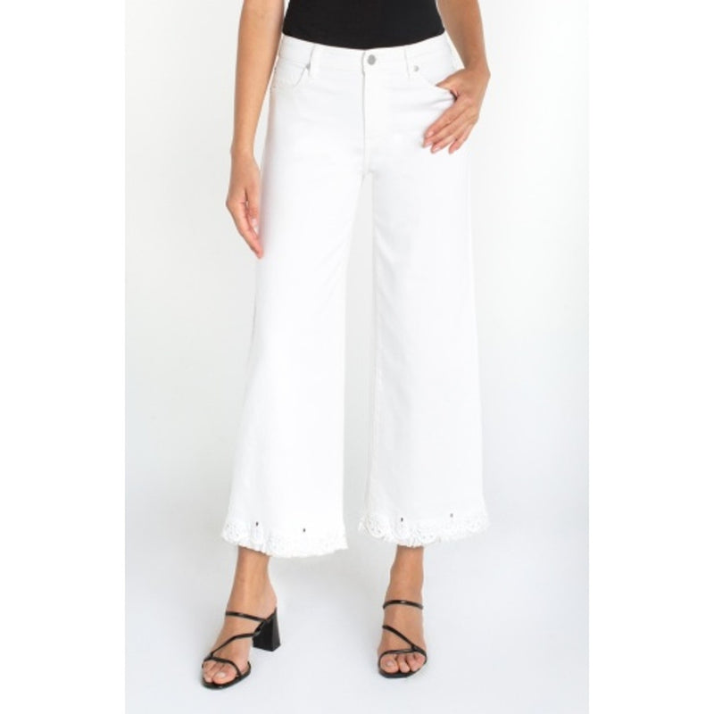 Liverpool Los Angeles - Womens Stride Crop Wide Leg with Embroidered Hem 26"