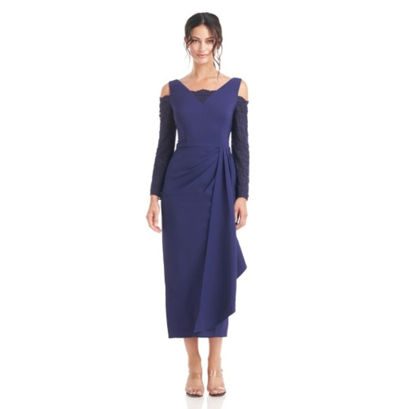 JS Collections - Womens Jennifer Draped T-Length Dress