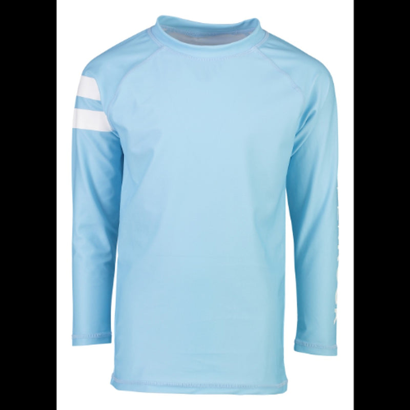 Snapper Rock - Boys Light Blue White Arm Band Long Sleeve Rash Top