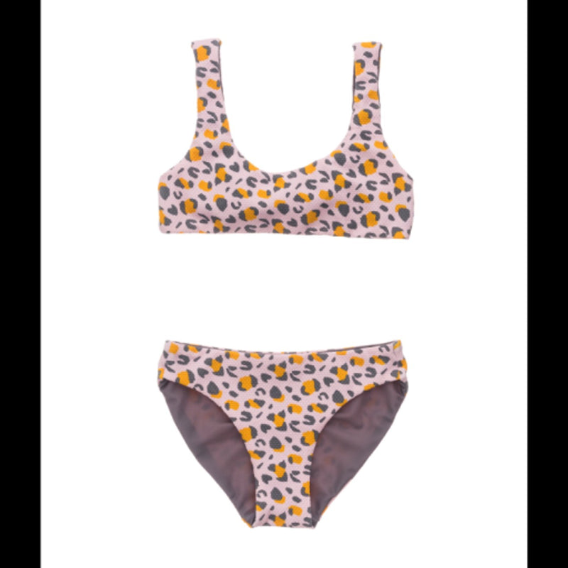 Snapper Rock - Girls Leopard Love Reversible Surf Bow Bikini