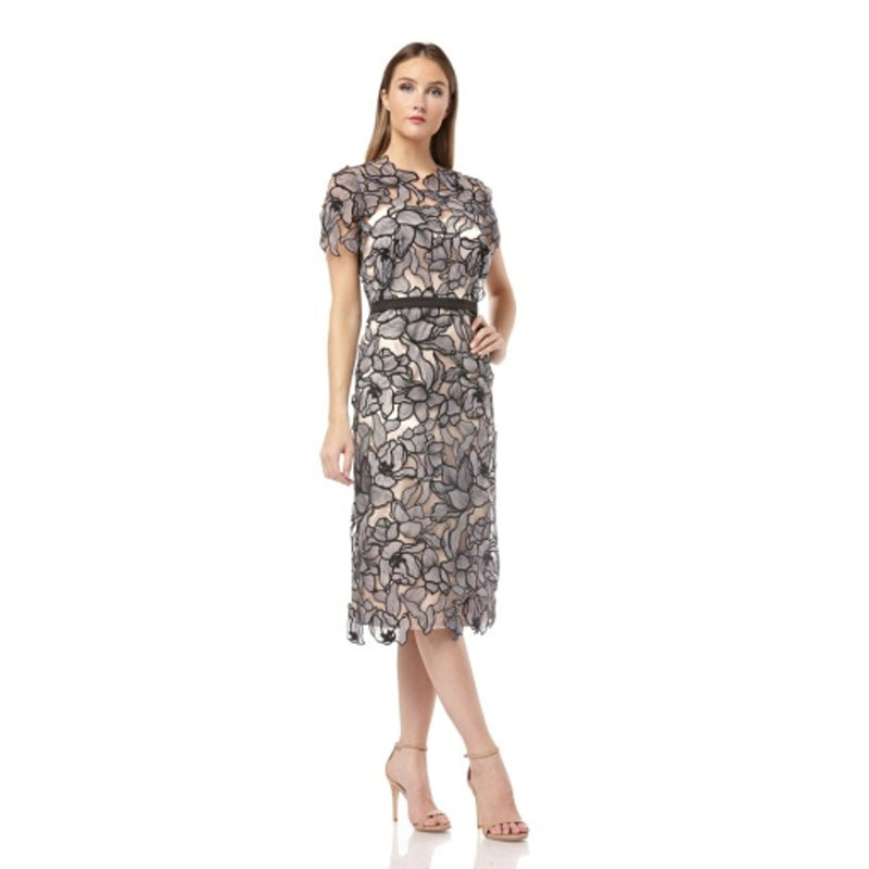 JS Collections - Womens Laser Cut Flower Illusion Drs