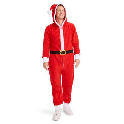 Tipsy Elves - Mens Santa Jumpsuit with Fur