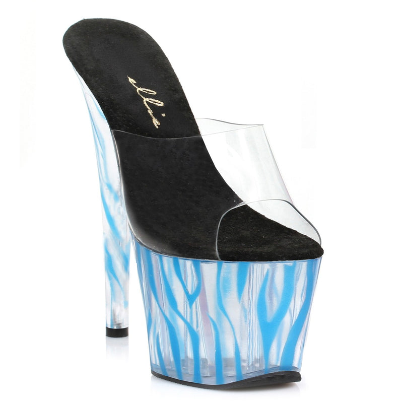 Ellie Shoes - 7 Inch Mule with Blacklight Zebra Pattern