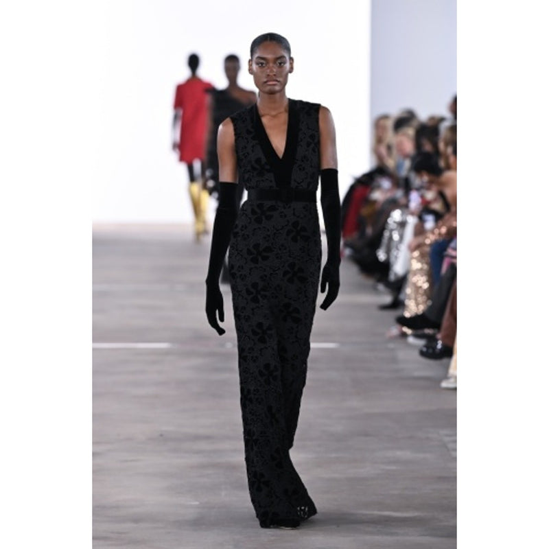 Badgley Mischka - Womens Velvet Lace V Nk