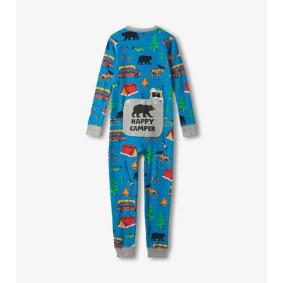 Little Blue House - Retro Camping Kids Union Suit