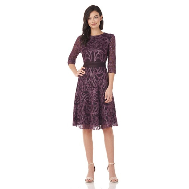 JS Collections - Womens Elbow Sleeve Soutache Cocktail