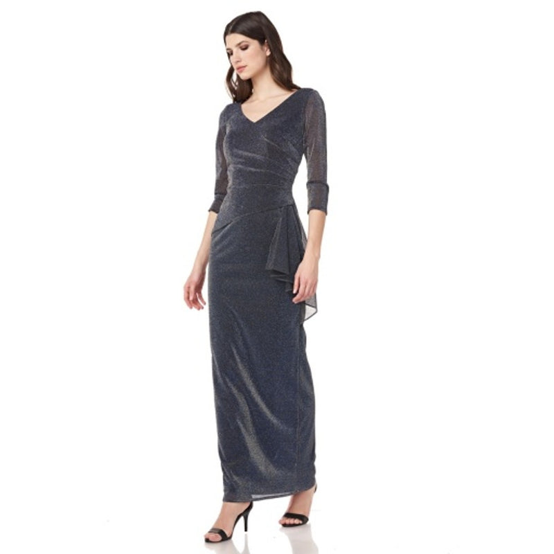 JS Collections - Womens Draped Sparkly Knit Gown