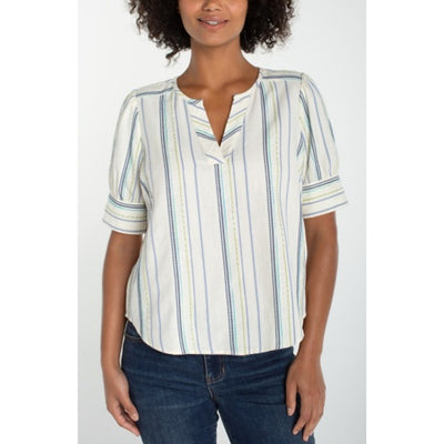Liverpool Los Angeles - Womens Short Sleeve Popover Woven Top