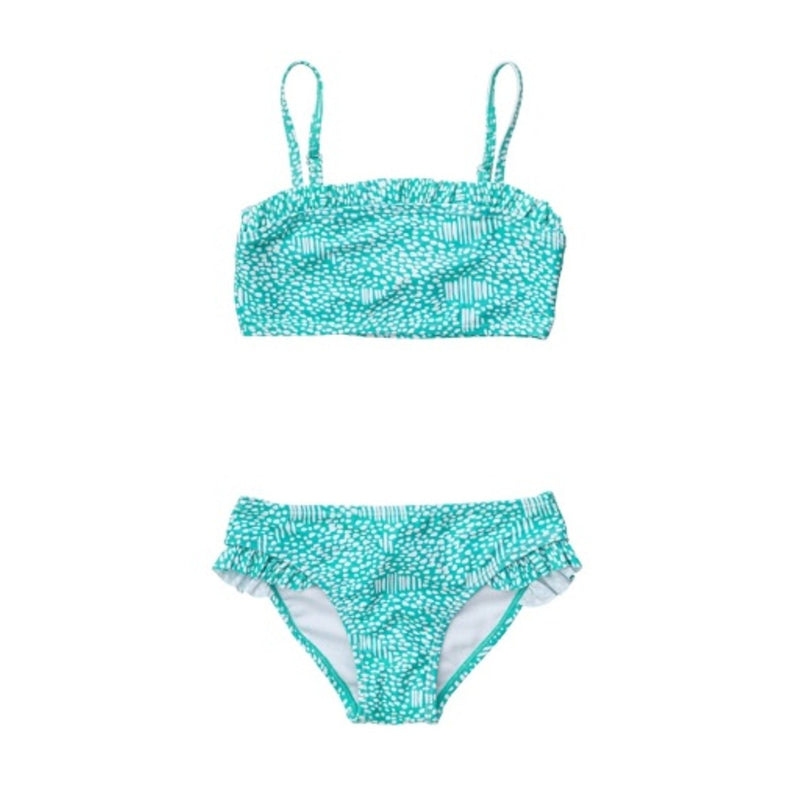 Snapper Rock - Girls Spearmint Spot Frilled Bandeau Bikini