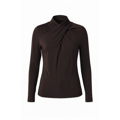 Liverpool Los Angeles - Womens Long Slv Wrap Neck Knit Top
