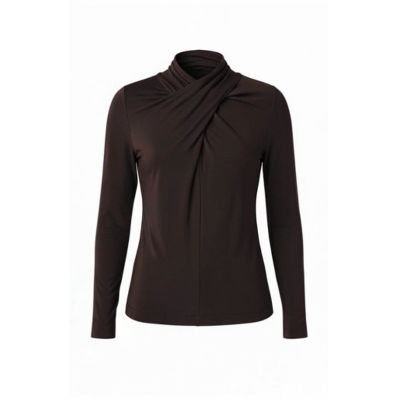 Liverpool Los Angeles - Womens Long Slv Wrap Neck Knit Top