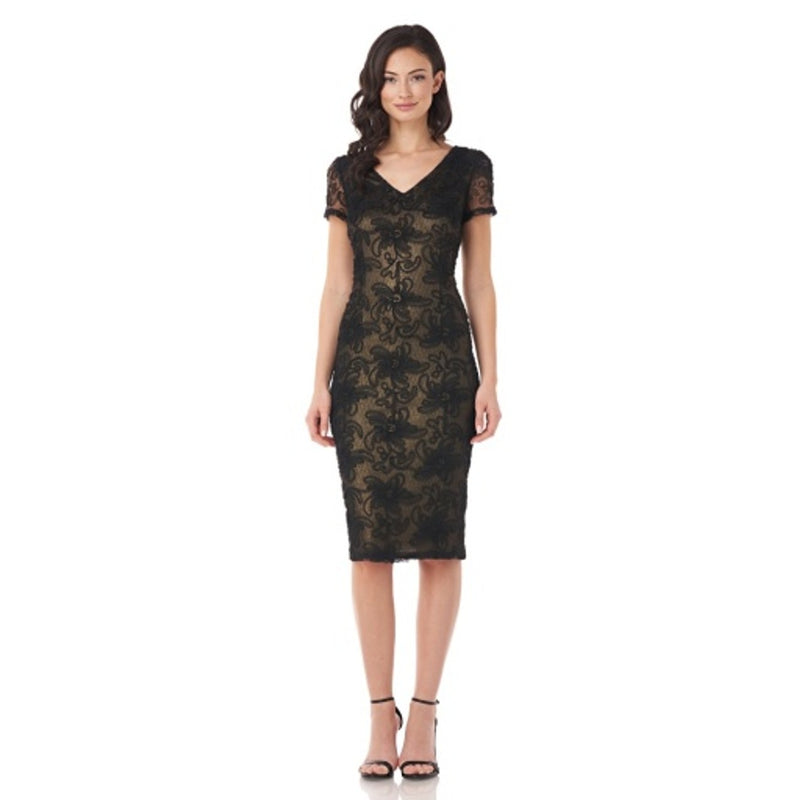 JS Collections - Womens Tulle Flower V-Neck Dress