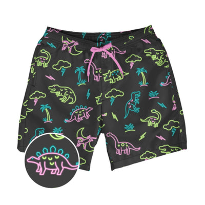Tipsy Elves - Mens Neon Dinosaur Stretch Swim Trunks