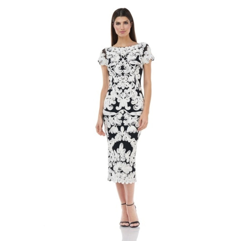JS Collections - Womens Two-Tone Soutache Midi - Ivory/Black