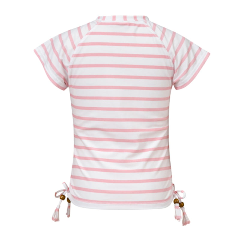 Snapper Rock - Girls Pink Stripe Short Sleeve Rash Top