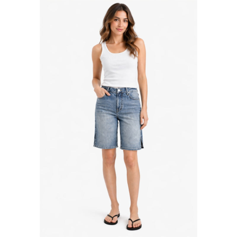 1822 Denim - Womens 9" High Waisted Short with Side Slit