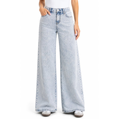 1822 Denim - Womens 33" Eco-Friendly Acid Wash Wide Leg Jean