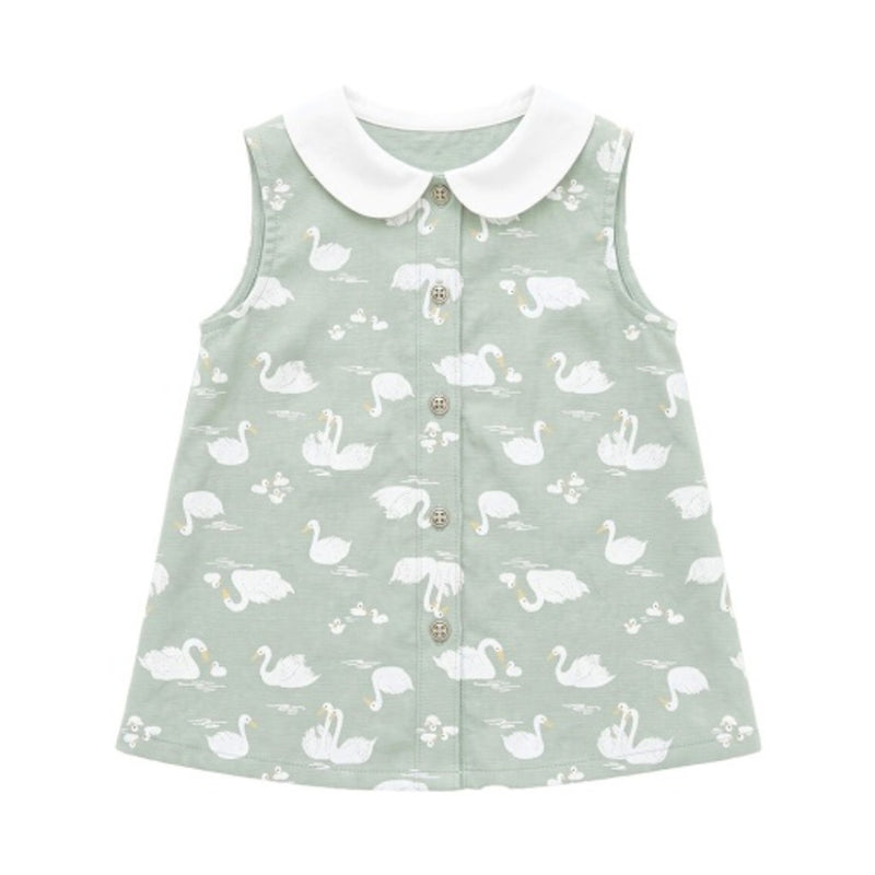 Hope & Henry - Girls Linen Peter Pan Collar Button Front Top