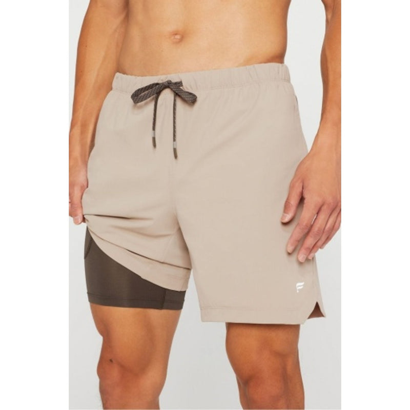 Fabletics - Mens the 7" One Short (Lined) - Brutalist Khaki / Taupe Slate