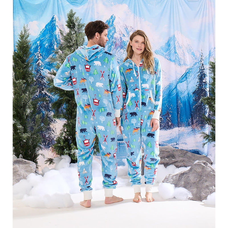 Little Blue House - Unisex Vintage Ski Adult Hooded Fleece Jumpsuit