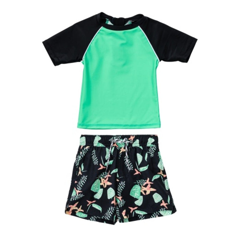 Snapper Rock - Kids Neon Rainforest Baby Short Sleeve Set