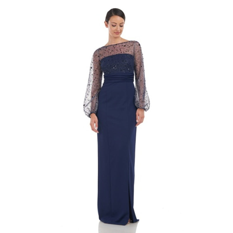 JS Collections - Womens Logan Illusion Column Gown