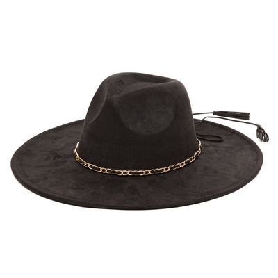 San Diego Hat Company - Faux Suede Fedora with Gold Trim
