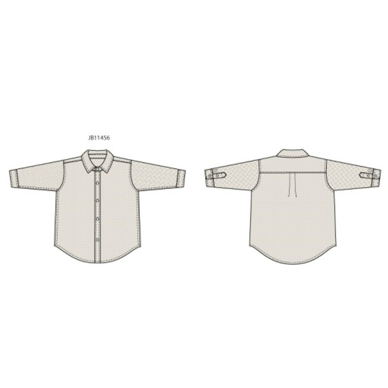 Janie and Jack - Boys with Es Long Sleeve Tan Gingham Poplin Shirt E1