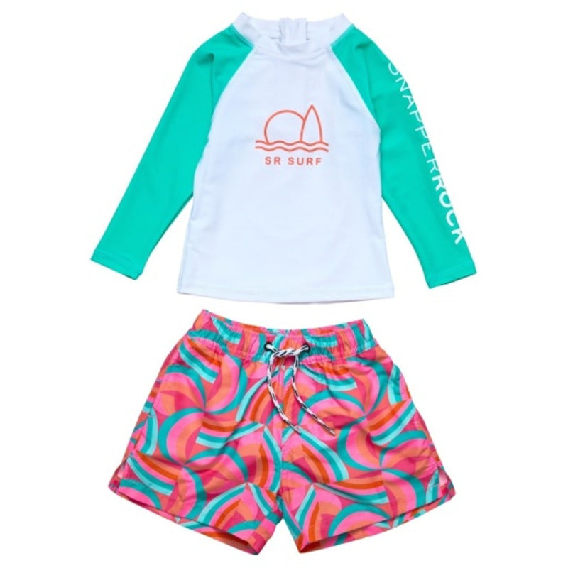 Snapper Rock - Boys Geo Melon Sustainable Long Sleeve Baby Set