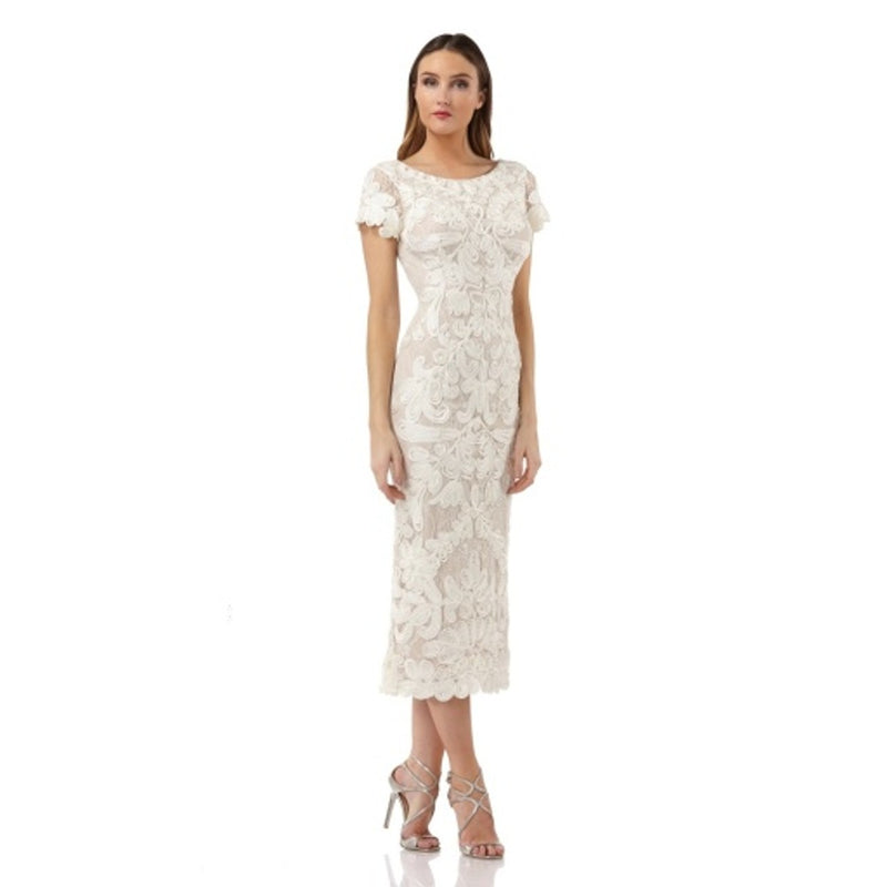 JS Collections - Womens Two-Tone Soutache Midi - Ivory/Nude
