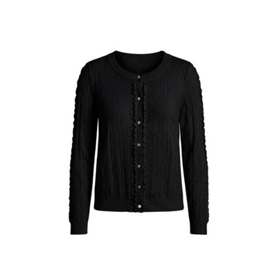 Liverpool Los Angeles - Womens Long Slv Button Front Cardigan Swtr with Ruffles