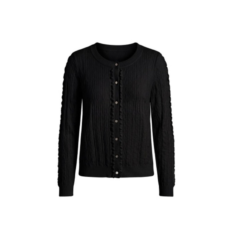 Liverpool Los Angeles - Womens Long Slv Button Front Cardigan Swtr with Ruffles